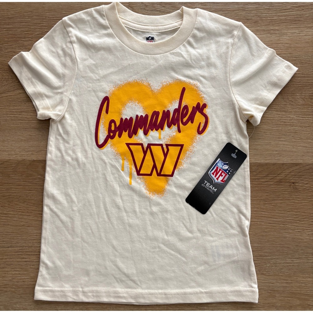 NWT Youth NFL Apparel Washington Commanders Heart Tee - Size 5/6 -  Cream